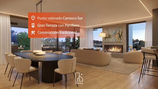 Venta Carrasco Sur Apartamento 2 Dormitorios - Terrazas + Parrillero - Gran living comedor + Estufa - Seguridad