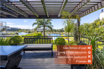 Venta apartamento Vista al Lago Parque Miramar - Living+Estar - 3 dormitorios + Serv - Terraza al Lago - Piscina - 4 Garajes + Box - Construcción Tradicional