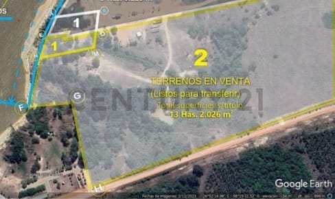 EN VENTA | Terreno de 13,2 ha con 130 m sobre el Río Paraguay en Pilar
