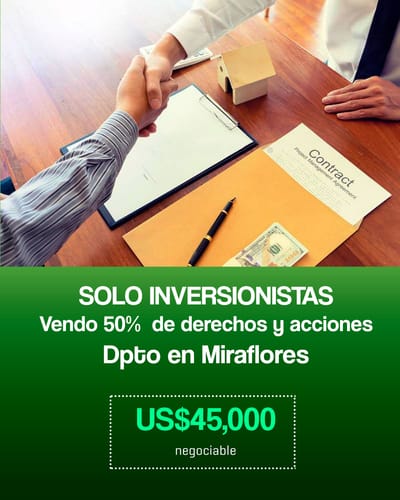 Vendo 50% de Derechos y acciones de Dpto en Miraflores