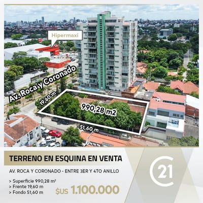 TERRENO EN VENTA - SOBRE LA AVENIDA ROCA Y CORONADO