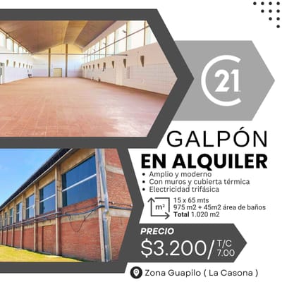 GALPON EN ALQUILER ZONA GUAPILO