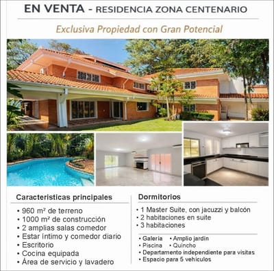 EN VENTA RESIDENCIA ZONA CENTENARIO