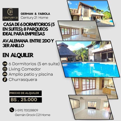 PARA EMPRESAS, AMPLIA CASA DE 6 DORM 8 GARAJES, 
