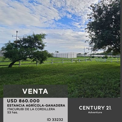 VENDO ESTANCIA GANADERA EN ITACURUBÍ DE LA CORDILLERA - 53 hectáreas