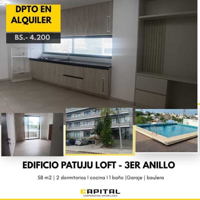 En edificio zona Beni alquilo dpto de 2 dormitorios