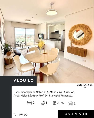 ALQUILO DEPARTAMENTO AMOBLADO EN NATANIA 85