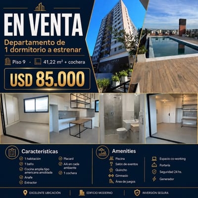 En VENTA departamento de 1 dormitorio a ESTRENAR 