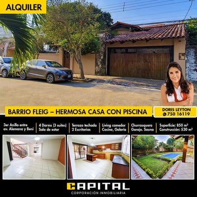 Amplia casa en alquiler para empresas, clinicas, zona Av Beni