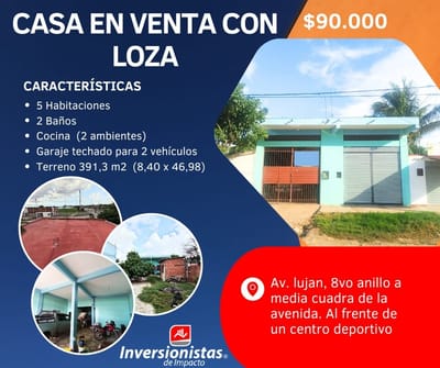 CASA EN VENTA CON LOZA - ZONA LUJAN