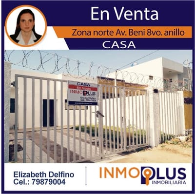 CASA EN VENTA ZONA NORTE 8vo. ANILLO