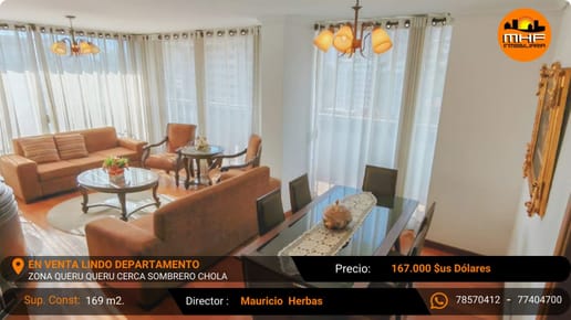 EN VENTA LINDO DEPTO CON  AREAS COMUNES QUERU QUERU CERCA SOMBRERO CHOLA 