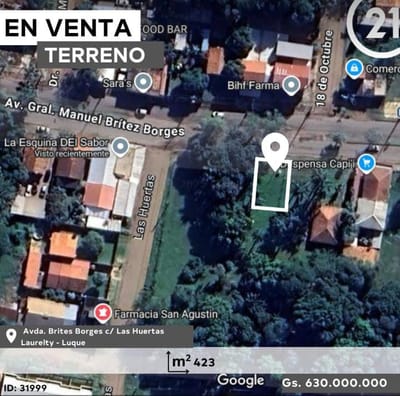 Vendo terreno sobre importantísima Avenida Britez Borges en Luque