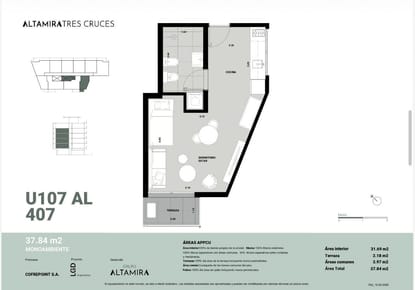 Venta Monoambiente Tres Cruces
