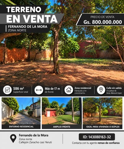 Terreno en venta en Fernando de la mora