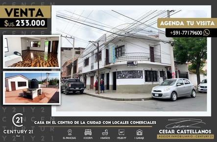 ATENCION INVERSIONISTAS - CASA AMPLIA EN PLENO CENTRO DE LA CIUDAD DE TARIJA