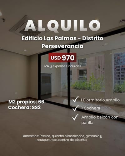 ALQUILO DEPARTAMENTO EN EDIFICIO LAS PALMAS