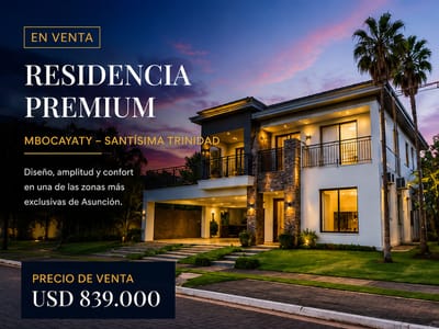 EN VENTA EXCLUSIVA RESIDENCIA PREMIUM CON PISCINA EN MBOCAYATY – STMA TRINIDAD