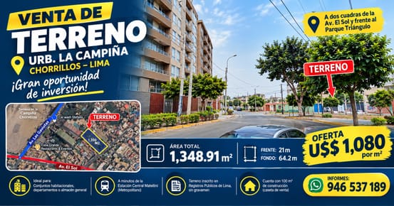 Venta Terreno Chorrillos La Campiña
