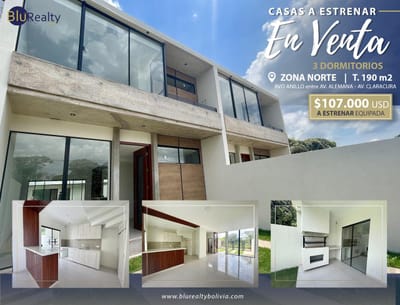 CASAS DE 3 DORMITORIOS A ESTRENAR