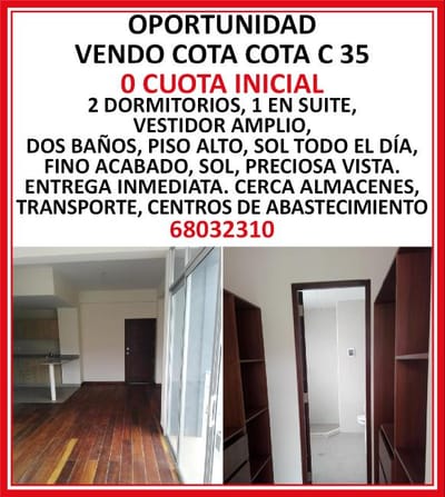 departamento nuevo Cota Cota
