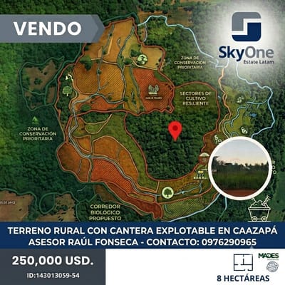 PROPIEDAD DE 8 HECTAREAS CON CANTERA HABILITADA