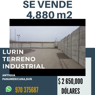 LURIN VENTA DE TERRENO INDUSTRIAL FRENTE A PANAMERICANA SUR