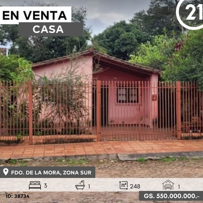 EN VENTA CASA A REFACCIONAR EN FERNANDO DE LA MORA ZONA SUR