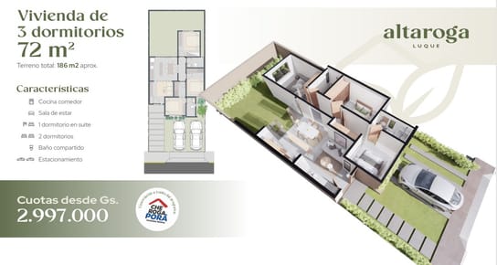 Venta de Casas a Pozo con Financiación Che Róga Porã en Altaroga - Luque
