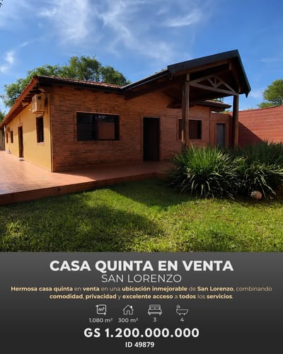 EN VENTA CASA QUINTA - SAN LORENZO