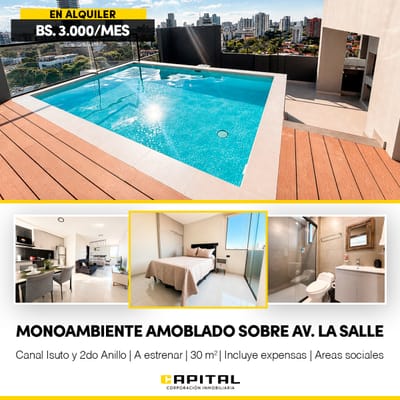 Monoambiente amoblado en alquiler Av La Salle