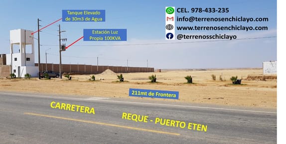  Terreno Frente a Carretera Reque - Puerto Eten de 13.6262 m²