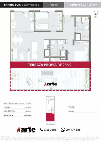 Venta De Apartamento De 3 Dormitorios Pent-house En Barrio Sur
