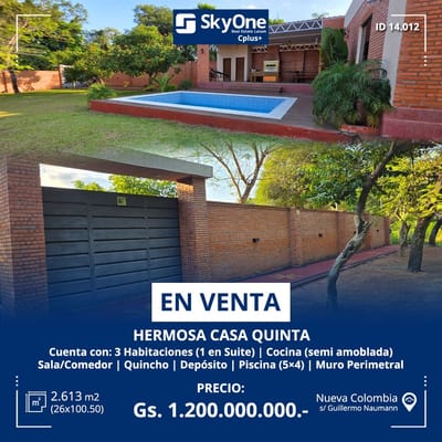ID 14012 - Vendo Hermosa Casa Quinta En Nueva Colombia!