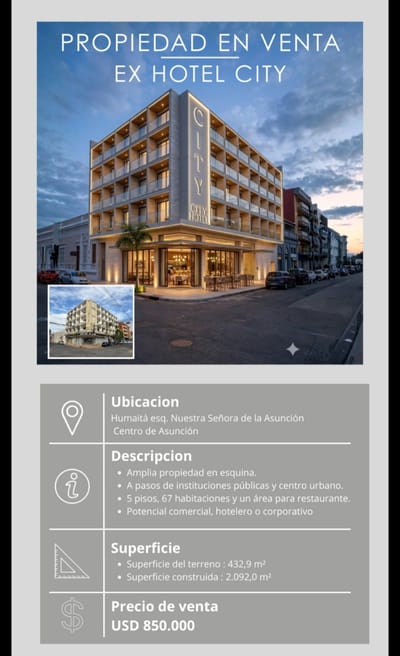 EX HOTEL CITY EN EL CENTRO DE ASUNCIÓN