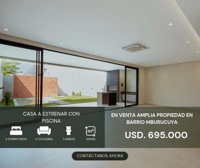 Casa Moderna A Estrenar En Barrio Mburucuya Con 4 Dormitorios Y Piscina