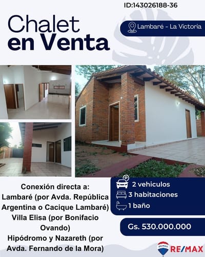 VENDO CHALET EN LAMBARE BARRIO LA VICTORIA