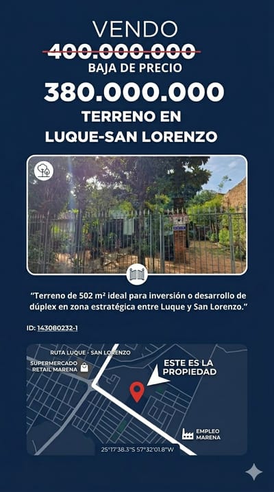Terreno - Venta - Luque, Paraguay