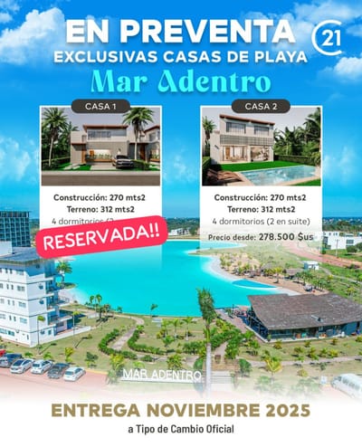 En Venta! Exclusiva casa de playa en condominio Mar Adentro