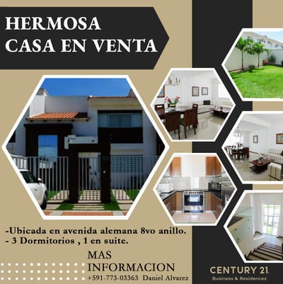 IMPECABLE VIVIENDA AV. ALEMANA 8VO. ANILLO