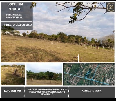 LOTES EN VENTA KM13 DOBLE VIA A LA GUARDIA 