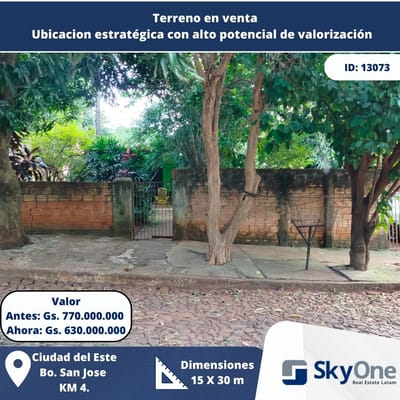 Terreno en venta en una zona estrategica con alto potencial de valorizacion