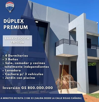 VENDO DUPLEX PREMIUM EN POSTA YBYCUA