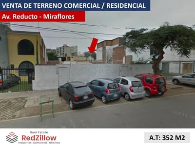 VENTA TERRENO COMERCIAL 352M2 - AV. REDUCTO - MIRAFLORES
