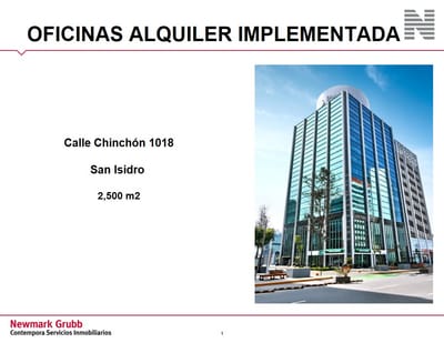 Alquiler de Oficina Implementada en San Isidro 500 M2