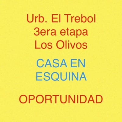VENTA CASA EN LOS OLIVOS