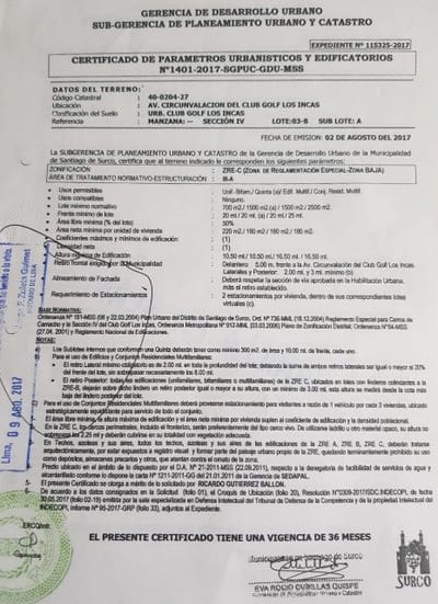 Venta de Terreno residencial en Santiago De Surco