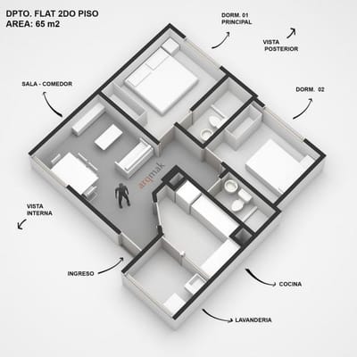 VENTA DE DEPARTAMENTO SEGUNDO PISO Y COCHERA  EN LA MOLINA