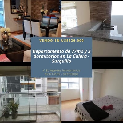 VENDO DEPARTAMENTO DE 3 DORMITORIOS EN LA CALERA DE LA MERCED - SURQUILLO!!!