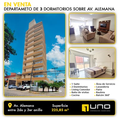 DEPARTAMENTO DE 3 DORMITORIOS SOBRE AV ALEMANA